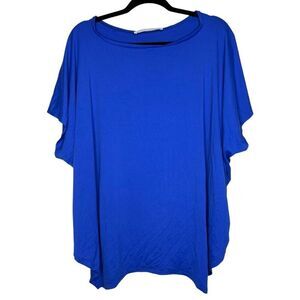 Susana Monaco Scoop Neck Handkerchief Hem Flowy Top Blue Small